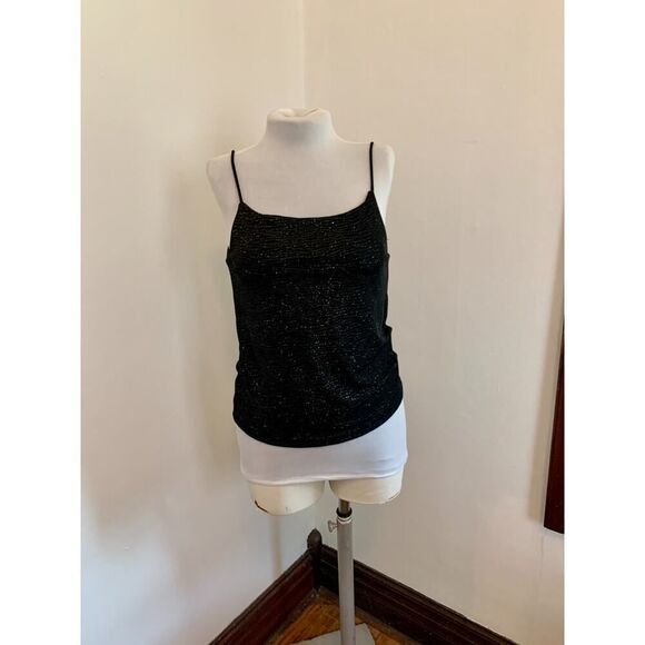 Susan Lawrence Top Sparkle Spaghetti Tank Sexy Club Glitter VTG y2k 90s 2000s - Picture 3 of 12